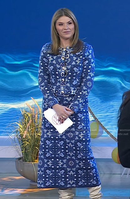 Jenna’s blue print jacket and skirt on Today