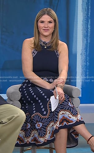 Jenna’s navy print midi dress on Today