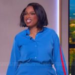 Jennifer’s blue side stripe blouse on The Jennifer Hudson Show