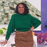 Jennifer’s green sweater and leather skirt on The Jennifer Hudson Show