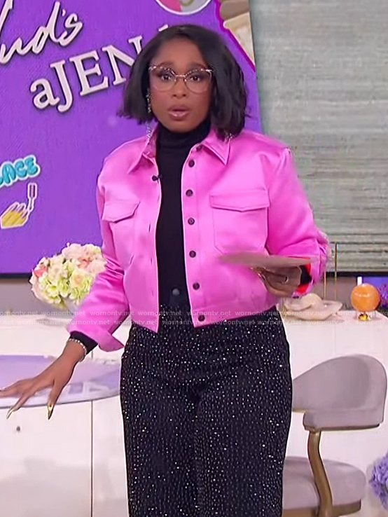 Jennifer’s black rhinestone embellished jeans on The Jennifer Hudson Show