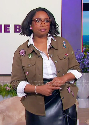 Jennifer’s brown patch jacket on The Jennifer Hudson Show