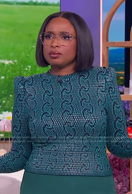 Jennifer’s green leather printed jacket on The Jennifer Hudson Show