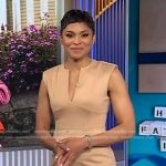 Jericka’s beige v-neck dress on CBS Evening News