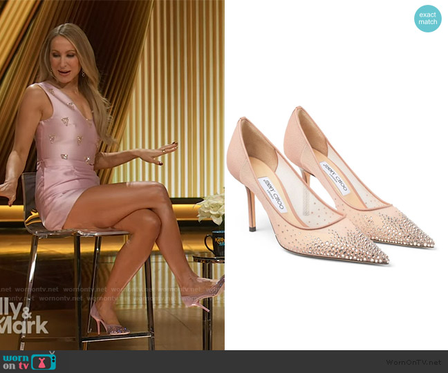 Jimmy Choo Love 85mm crystal-embellished pumps worn by Nikki Glaser on Live with Kelly and Mark
