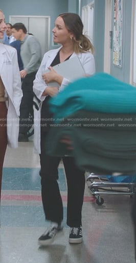 Jo’s black platform striped sneakers on Greys Anatomy
