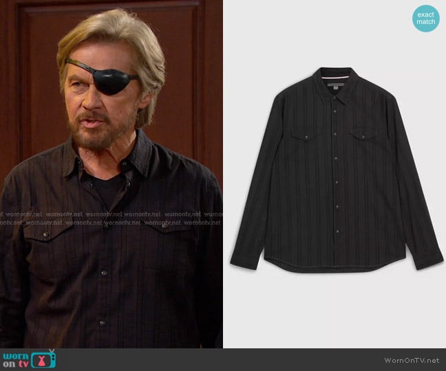 John Varvatos Marshal Western Shirt in Black worn by Steve (Stephen Nichols) on Days of our Lives