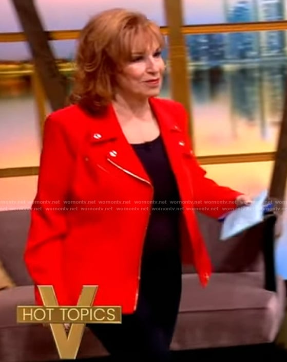 Joy’s red moto jacket on The View