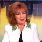 Joy’s white jewel embellished jacket on The View