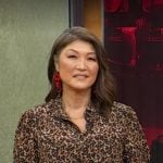 Juju’s leopard print short sleeve blouse on Good Morning America