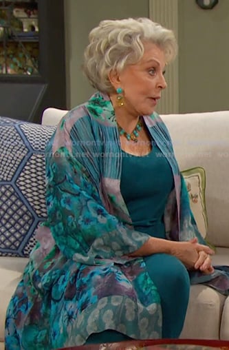 Julie’s mixed floral print kimono jacket on Days of our Lives