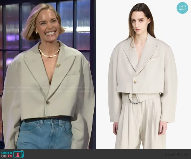 JW Anderson Cropped Rounded Tailored Jacket worn by Leslie Bibb on The Kelly Clarkson Show