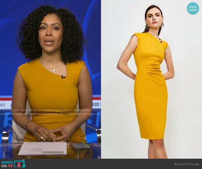 Karen Millen Asymmetric Tuck Detail Dress worn by Shirleen Allicot on Good Morning America
