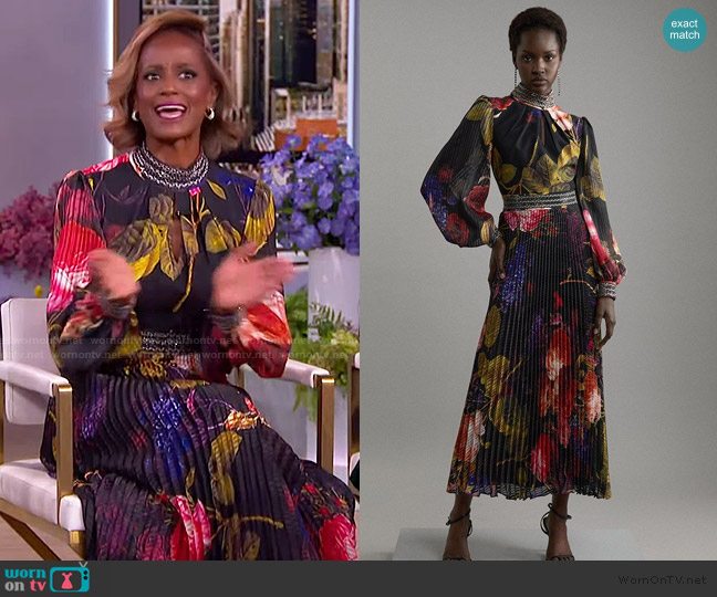 Karen Millen Diamante Trim Floral Woven Maxi Dress worn by Skye P. Marshall on The Jennifer Hudson Show