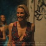 Kate’s printed plunge neck dress on The White Lotus