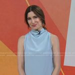 Kathryn Hahn’s blue high neck sleeveless dress on Today