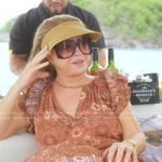 Kathy’s brown floral dress on The Real Housewives of Beverly Hills