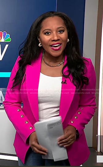 Kay’s pink button sleeve blazer on NBC News Daily