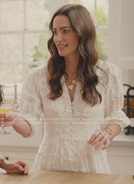 Kelly Zajfen’s white lace dress on With Love Meghan