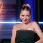 Kelsea Ballerini’s black belted strapless jumpsuit on The Voice