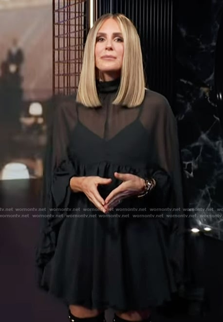 Keltie’s black sheer ruffle mini dress on E! News