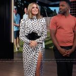 Keltie’s white spotted drape dress on E! News