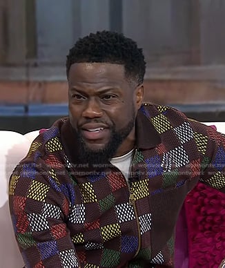 Kevin Hart’s multicolor checkered knit jacket on Today