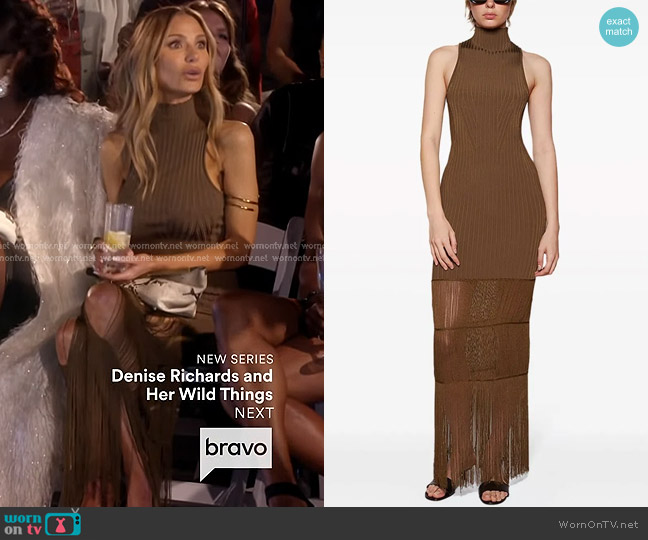 Khaite Zare Fringed Ribbed-knit Maxi Dress worn by Dorit Kemsley on The Real Housewives of Beverly Hills