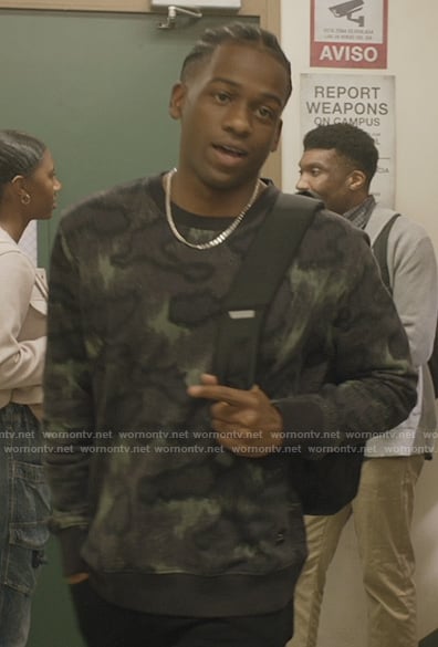 Khalid’s camo print sweater on All American