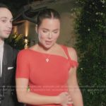Khloe’s red one cold shoulder mini dress on The Kardashians