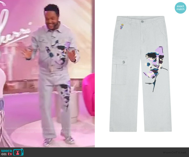 KidSuper Face Embroidered Denim Pants worn by Jawn Murray on Sherri