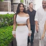Kim’s white two-piece set on The Kardashians