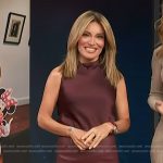 Kit’s burgundy cowl neck top and skirt on Access Hollywood