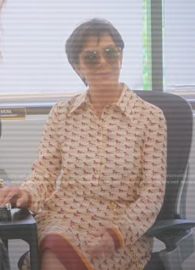 Kris’s horse print shirtdress on The Kardashians