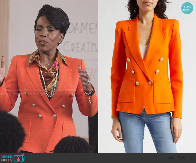 L'Agence Kenzie Cotton Blend Knit Double Breasted Blazer worn by Barbara Howard (Sheryl Lee Ralph) on Abbott Elementary