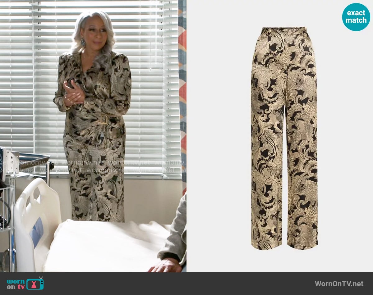 L'Agence Pilar Wide-Leg Pants worn by Anita Dupree (Tamara Tunie) on Beyond the Gates