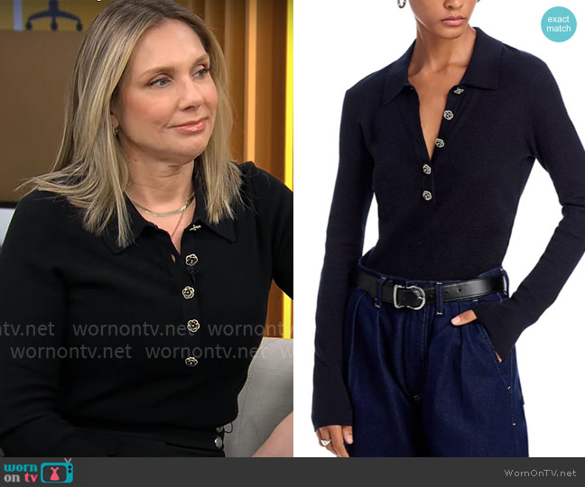 L'Agence Sterling Sweater in Black Jewel worn by Catherine Fisher on CBS Mornings