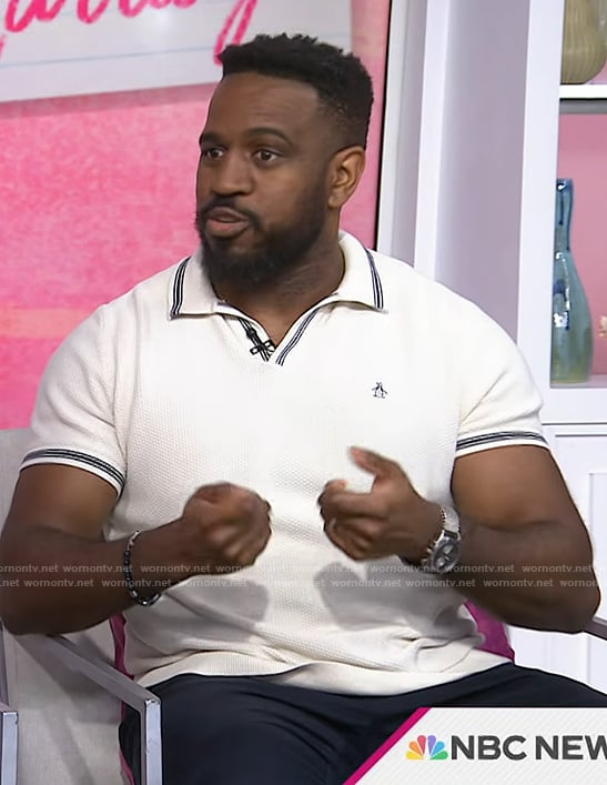 Lamar Waterman’s white polo shirt on Today