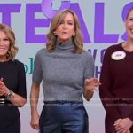Lara’s grey turtleneck sweater and metallic pants on Good Morning America
