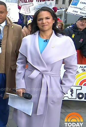 Laura’s lilac wrap coat on Today