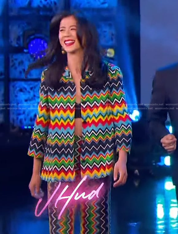 Leah Lewis’s zig-zag print blazer and pants on The Jennifer Hudson Show