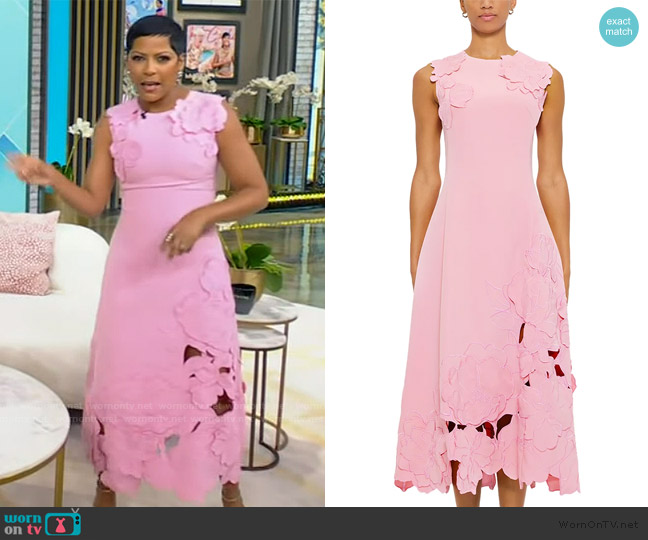 Leo Lin Cleo Appliqué Midi Dress worn by Tamron Hall on Tamron Hall Show