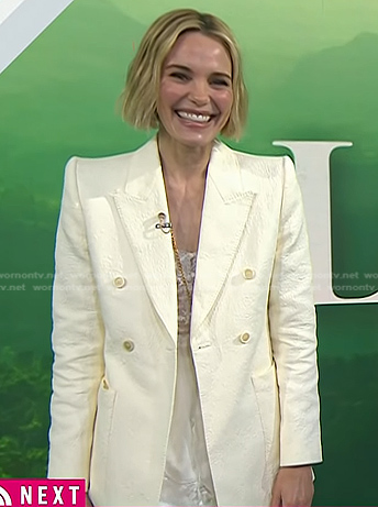Leslie Bibb’s white lace cami and blazer on Today