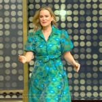 Liz Tenety’s green floral print dress on Tamron Hall Show