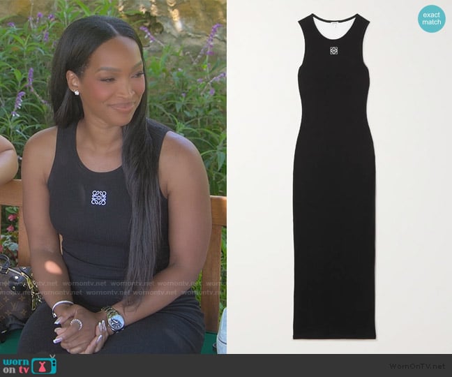 Loewe Anagram embroidered ribbed cotton-jersey midi dress worn by (Malika Haqq) on The Kardashians