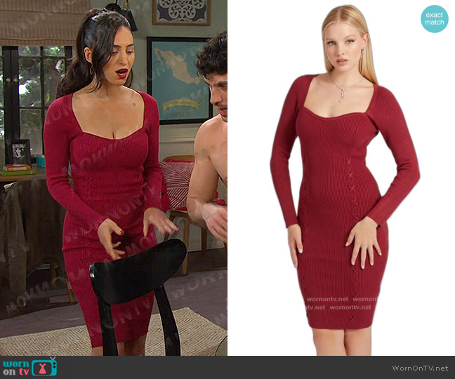 Guess Long Sleeve Sweater Dress in  Margot worn by Gabi Hernandez (Cherie Jimenez) on Days of our Lives