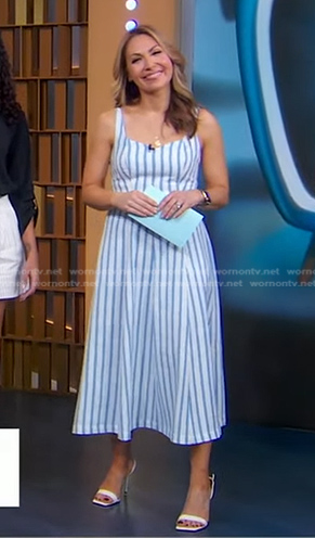 Lori’s white and blue striped dress on Good Morning America