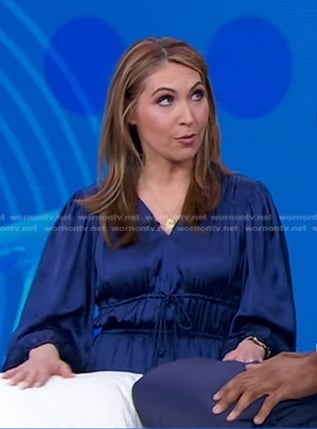 Lori’s navy satin mini dress on Good Morning America