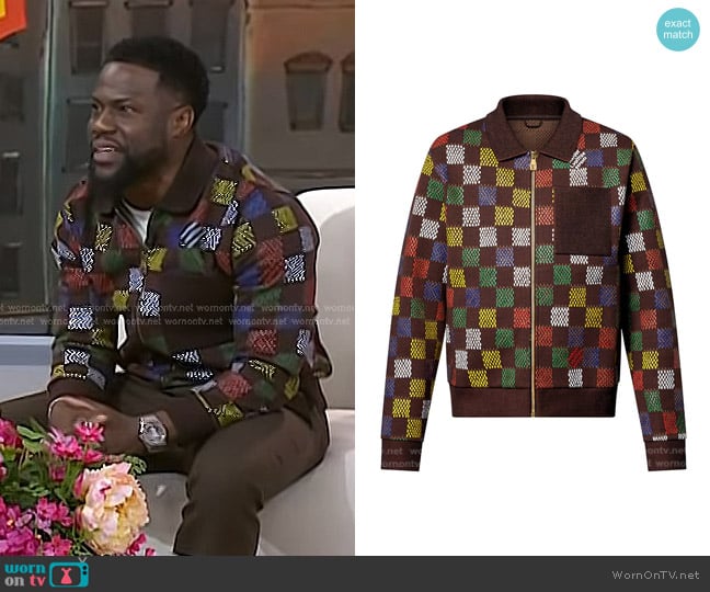 Louis Vuitton Jacquard Damier Cotton Jersey Blouson worn by Kevin Hart on Today
