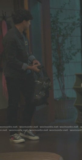 Lucas’s black heart print sneakers on Greys Anatomy